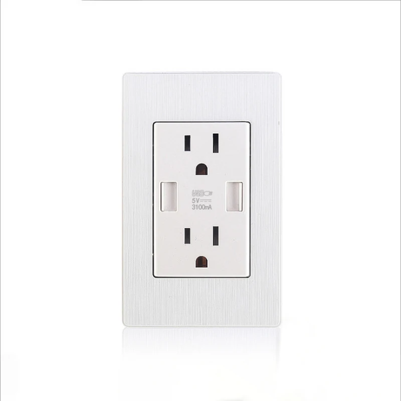 

2019 New Arrival US Type USB Wall Socket 15A 3.1A 2.1A White Gold Black Color for Option