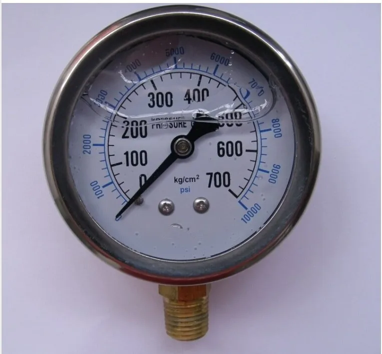 2017 2.4" 60MM Hydraulic Pressure Gauge Meter 700KG 10000psi 1/4PTin