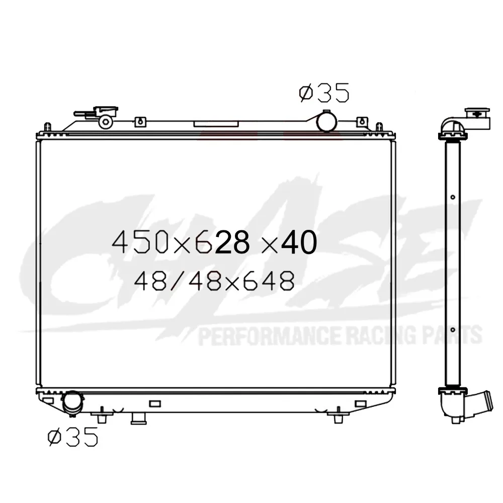 Алюминиевый радиатор для FORD Courier RANGER 2,5 TDCI' 2005-2012/MAZDA B2500 Bravo 1996-2006 40 мм OEM: WL21-15-200A WLVH-15-200A/B