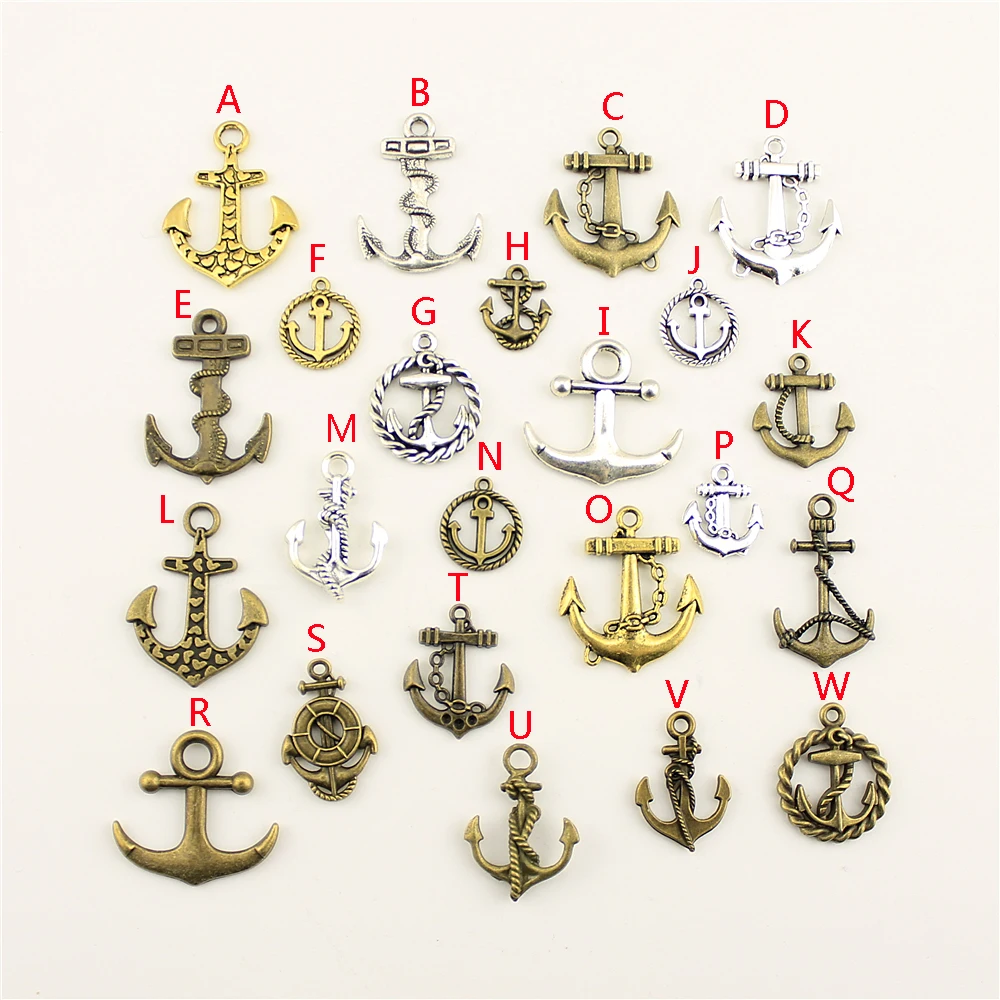 

3 Piece Ship Anchor Circle Rope Charms Pendant For DIY Jewelry Making Handmade Bracelet Necklace Key Chain Bag Accessories M020