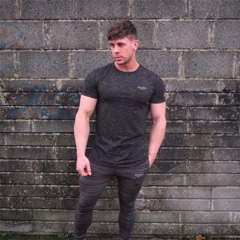 Summer Men Gym Tight T shirt Male (10)