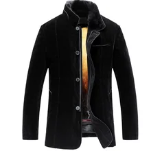 Мужская Черная норковая Меховая куртка со стоячим воротником импортная шелковая бархатная оболочка гладкая и дышащая мужская мех норки с подкладкой куртка(TJ04