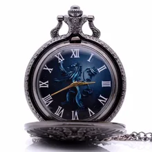 Игра престолов дом Ланнистер Лев цветной циферблат кварцевые карманные часы Аналоговые в виде кулона ожерелье Мужские Женские часы цепочка подарок