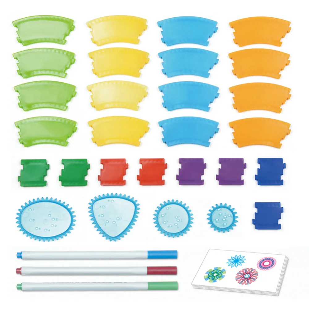 

DIY Innovative Children's Various Style Spirograph Geometric Ruler Stencil Spiral Art Drawing Ruler Set for children