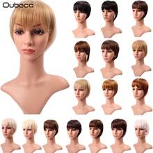 Oubeca, заколка из синтетического волокна, тупые волосы, челка, топ для наращивания, прямые, аккуратные челки, искусственные волосы, бахрома с флисом, шиньон