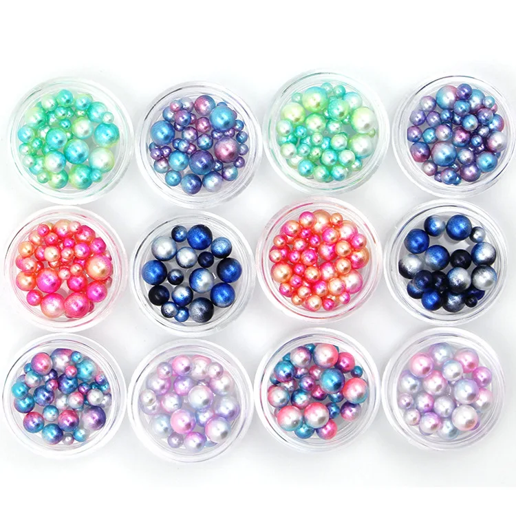 

The Hugely Popular! Mix Sizes and Colours NAIL ART Mermaid Pearls Gradient Color A Set of 12 Boxes Diy Mobile phone shell