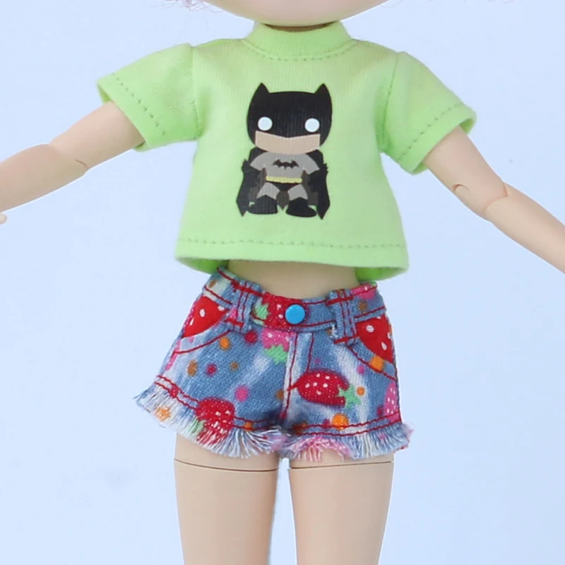 Милый костюм для куклы Blyth шорты с клубничкой + футболки Licca Azone средней длины OB11 1/6