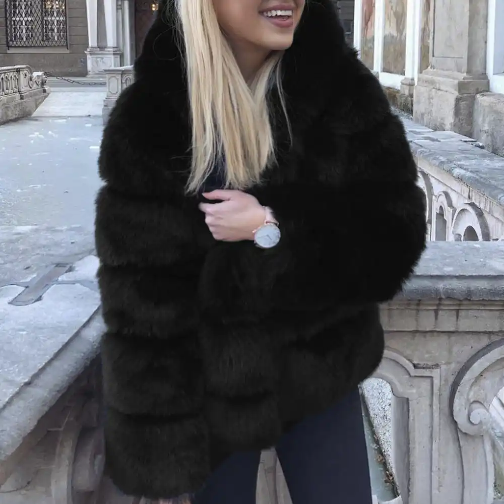New Mink Fur Womens Coat Thicken Short Jacket Slim Fit Furry Overcoat Overcoat