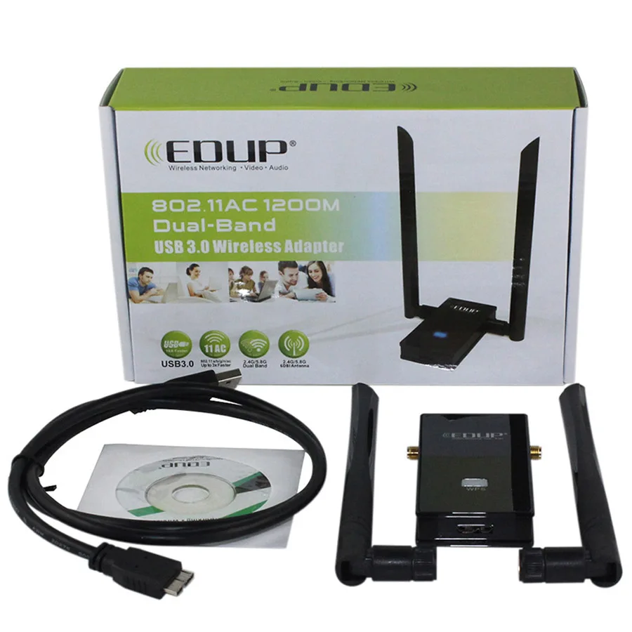 EDUP EP-AC1605 двухдиапазонный 1200 Мбит/с 2,4 ГГц/5,8 ГГц Wi-Fi ключ USB 3,0 WiFi адаптер
