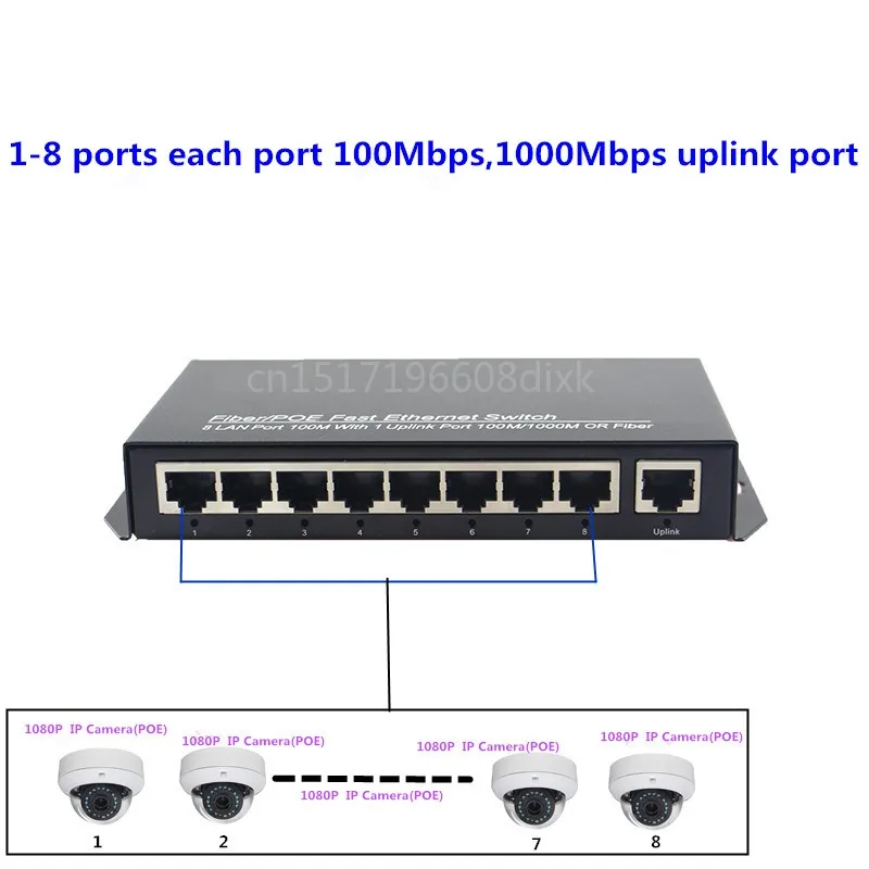 8 портов 100 Мбит/с a 1000 Мбит/с порт связи POE коммутатор сеть совместимых сетевых камер и беспроводной AP питания IEEE 802.3af (15,4 Вт)