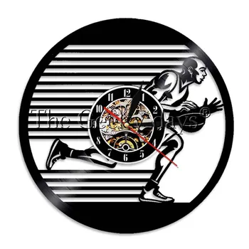 

1Piece Play Basketball Wall Clock Vinyl LP Record Time Clock Sport LED Time Clock Vintage Timepiece For Basketball Player Gift