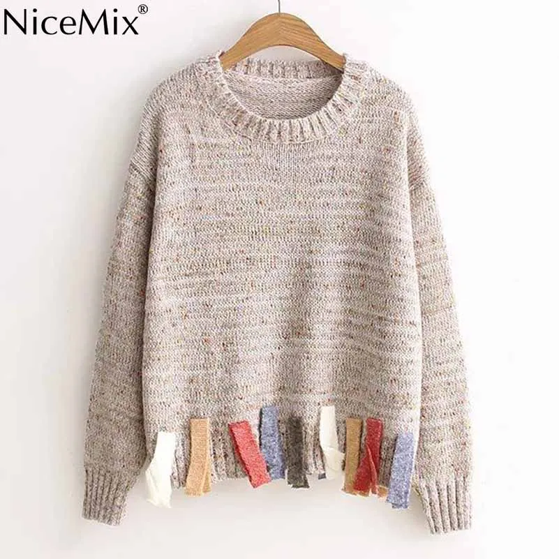 

NiceMix 2019 Winter Kawaii Sweater Women Casual Pullover Sweet Tassel Sweaters Jumper Loose Female Knitted Tops Pull Femme