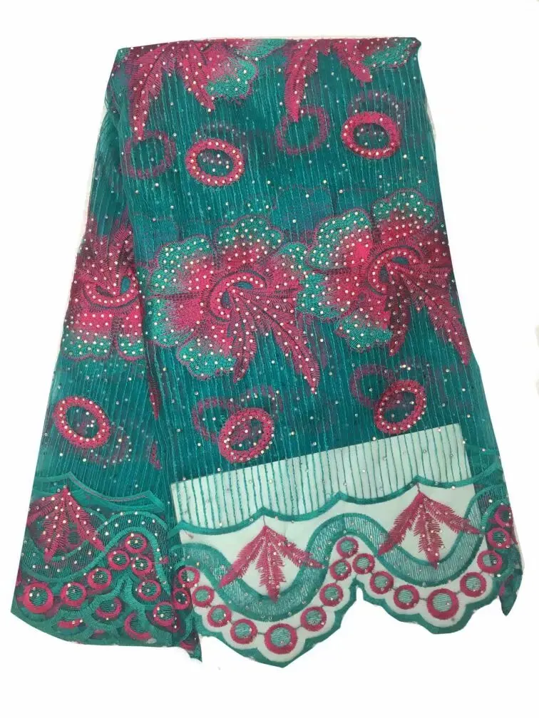

embroidered tulle fabric luxury dresses material high quality for nigerian sewing 5yard/lot