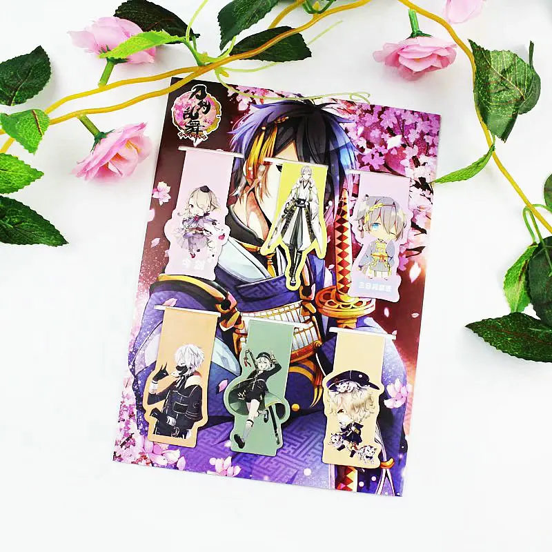6 шт. Touken Ranbu онлайн аниме магнитная закладка Мультфильм закладка-магнит ребенок студент Kawaii подарок закладки для офиса канцелярские
