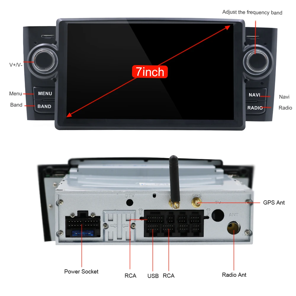 Clearance Eunavi Android 9.0 Car Radio Car Multimedia player GPS 1 Din DVD For Fiat/Grande/Punto/Linea 2007-2012 Radio FM 2G+32G 3