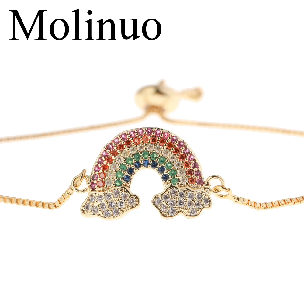 

Molinuo New fashion Charm Rainbow Cloud Paving Multicolor CZ Charm Bracelet for Women girl Jewelry gift 2019
