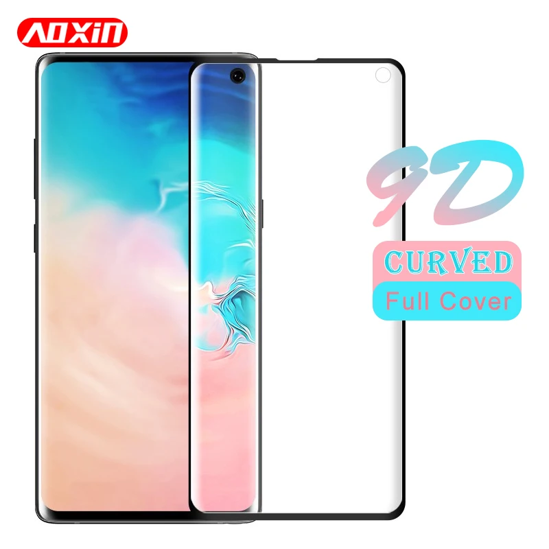 

AOXIN 9D Curved Full Cover Tempered Glass For Samsung Galaxy S10 S9 S8 Plus S10e Screen Protector Protective Glass Film 3D S10+