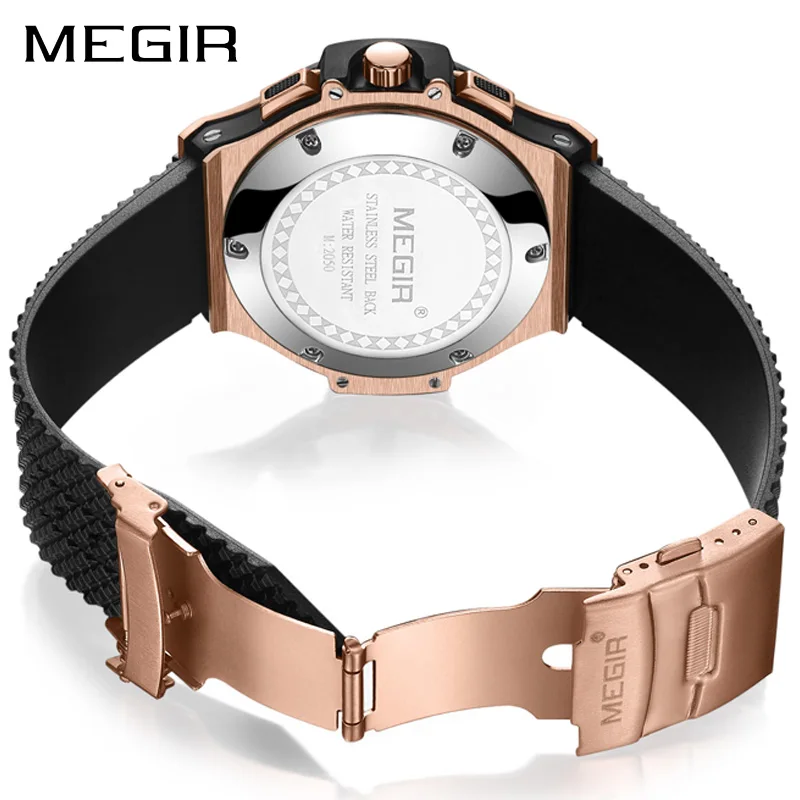 Billige MEGIR Chronograph Sport Uhr Männer Kreative Große Zifferblatt Armee Military Quarz Uhren Uhr Männer Armbanduhr Stunde Relogio Masculino