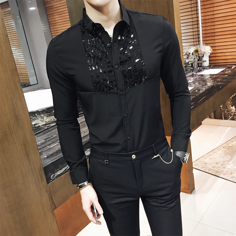 Marriage Prom Party Club Banquet Shirt Camisa Social Masculina Slim Fit 
