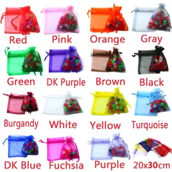 30 шт./пакет, выбор 15 цветов ювелирные изделия сумка 20x30 см Ювелирная упаковка из органзы дисплей и ювелирные сумки, бесплатная доставка