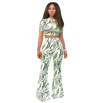 

Summer Autumn Women Two Piece Set Top and Pants Plus Size Tracksuit Sweatsuit Outfit Stripe Print Active Two Sets