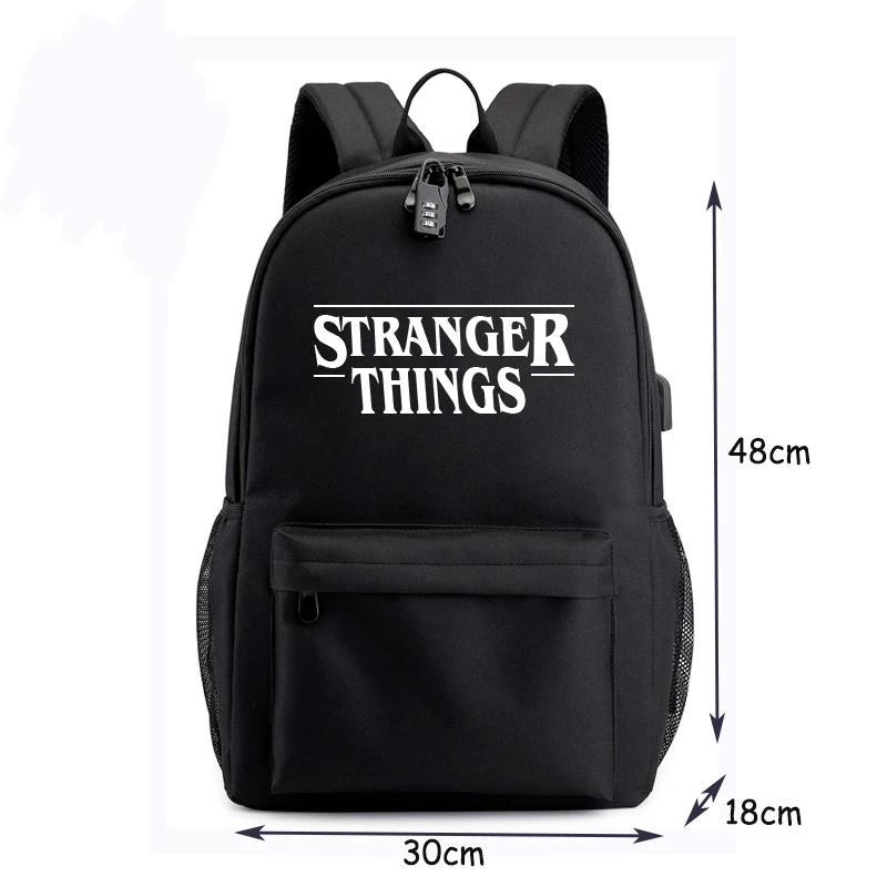 Strang Things, студенческий рюкзак с usb зарядкой и защитой от кражи, рюкзак для мальчиков и девочек, школьный холщовый рюкзак