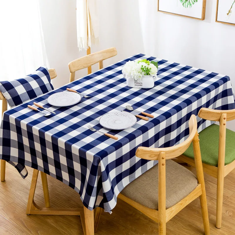New Waterproof Lattice Holiday Party Table Cover Cloth Plaid Tablecloth Yarn Dyed Plain