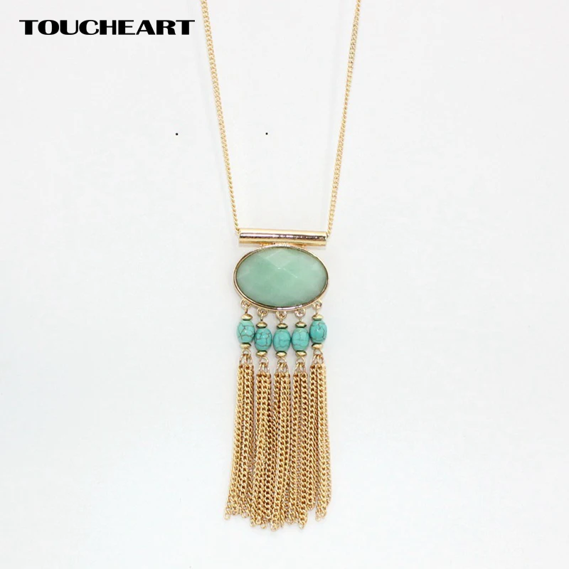 

TOUCHEART Big Promotion Turquoise Necklace Collar Long Tassel Necklaces & Pendants Sweater Jewelry for Women feminino SNE160133