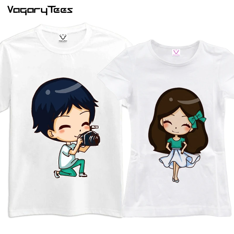 Summer Valentine Tshirt Lovers Clothes Couple T-shirt Women Men Funny Cartoon Print T Shirts His and Hers Gifts For Loved