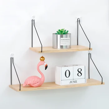 

Wooden Iron Rack Shelf Wall Mounted Storage Rack Organization For Bedroom Kitchen Home Decor Kid Room DIY Wall Decoration Holder