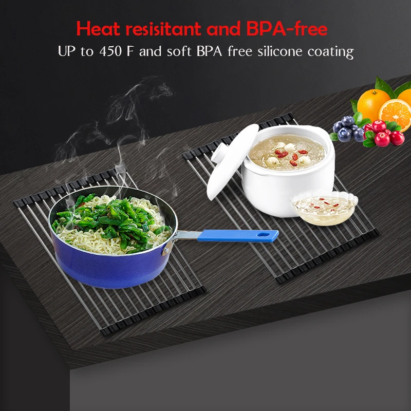 Kitchen Collapsible Stainless Steel Sink Drain Rack Cutlery Fruit And Vegetable Bowl Cup Adjustable Dry Drain Tray Shelf Storage