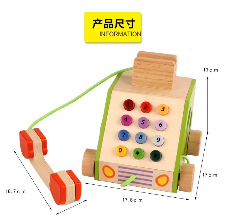 1 шт. деревянные игрушки телефон зеленый цвет познавательный детские развивающие игрушки
