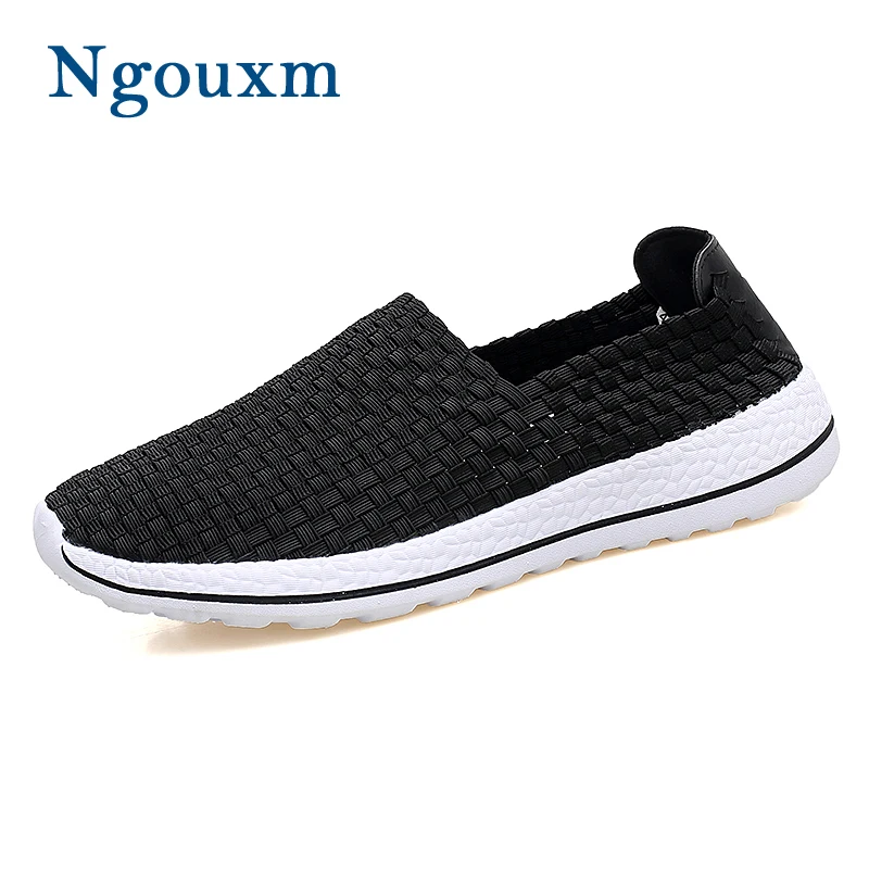 

Ngouxm Men Loafers Summer New Fashion Breathable Man Casual Shoes Light Outdoor Slip-On Woven Design Handmade Male Flat Footwear