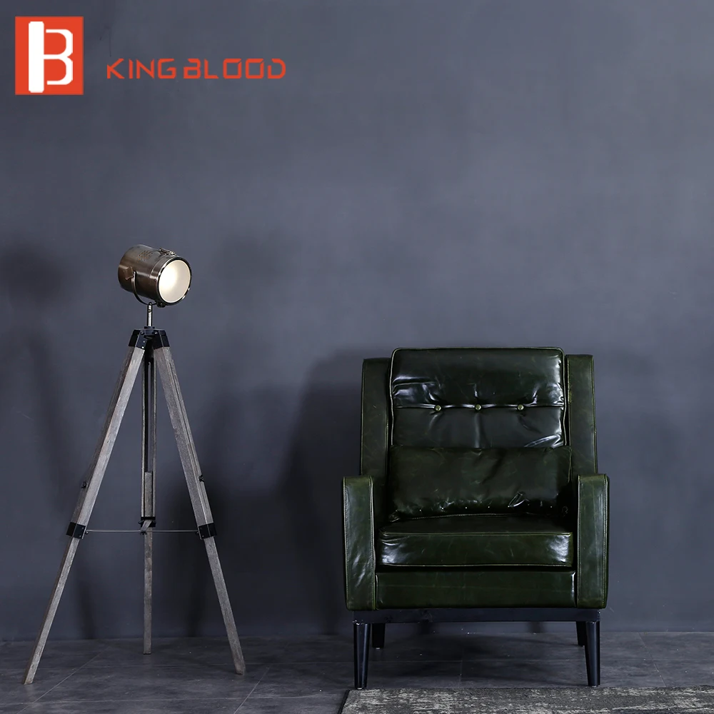 American style classic black genuine leather single sofa chair