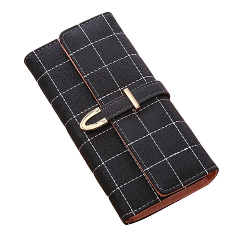 Women Wallets Long With Plaid PU Leather Long Wallets Fashion Hasp Coin
