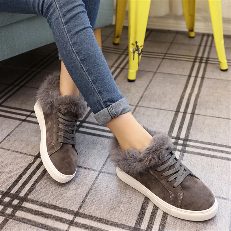 

2018 winter new women boots thick-soled comfortable warm rabbit fur snow boots women's shoes winter ankle boots for women