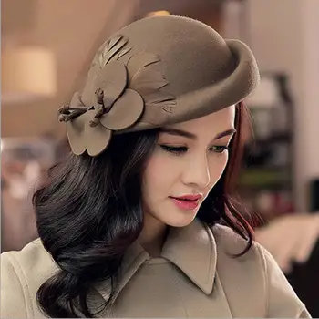

2018 Fashion New Vintage Women Ladies Hat Stewardess Cap Wool Felt Fedora Felt Hat Cap 6 Color Chapeu Feminino Free Shipping