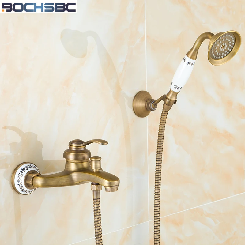 Bochsbc Vintage Shower Set Home Antique Wall Mounted Round Shower Set