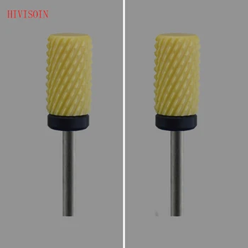 

2 Pcs/Lot Yellow Ceramic Nail Drill Bit - Small Barrel Bit - XC (2090.060)