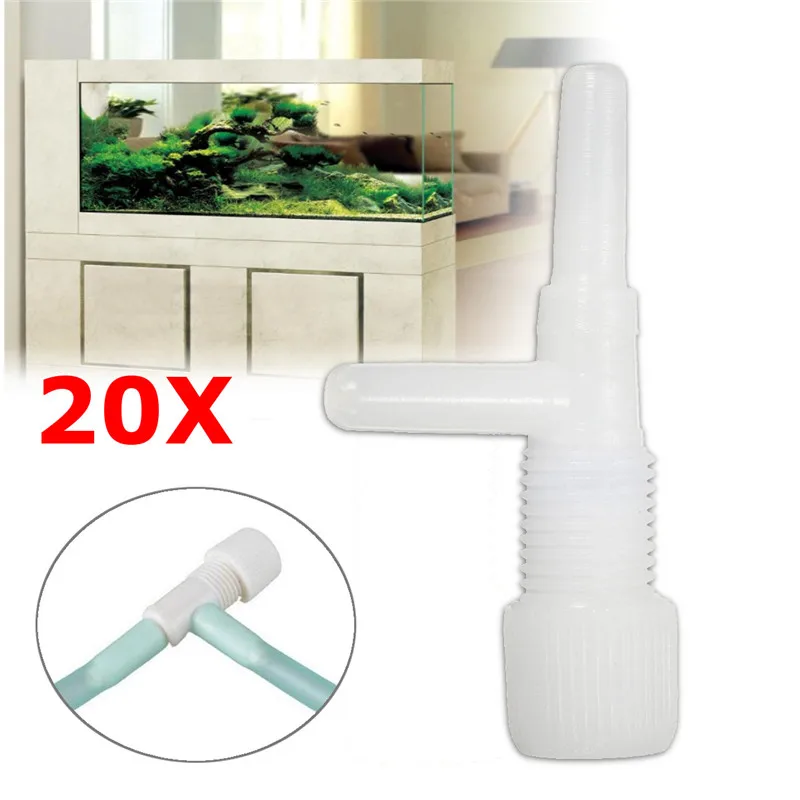 

20Pcs/Set 2 Way Adjustable Air Line Tubing Control Valve Regulator For Fish Tank Aquarium