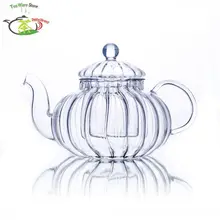 1 х 640 мл жаростойкий прозрачный стеклянный цветочный чайник для воды кофе чайник в форме тыквы с заваркой