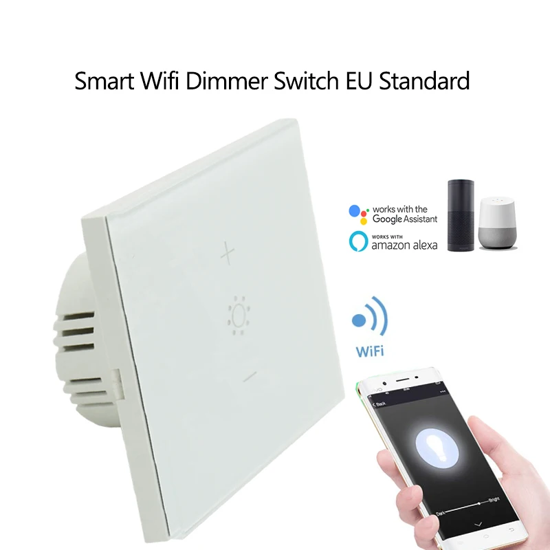 EU/US Smart WiFi LED Dimmer Switch Dimming Glass Panel work with Alexa Google Home Voice Control For home | Электроника