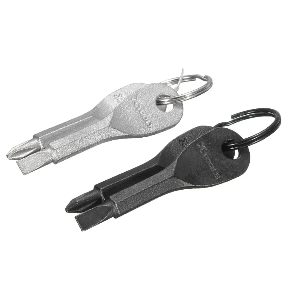 

Portable Mini Key Shape Slotted Screwdriver + Phillips Screwdriver Keychain Pocket Repair Tool