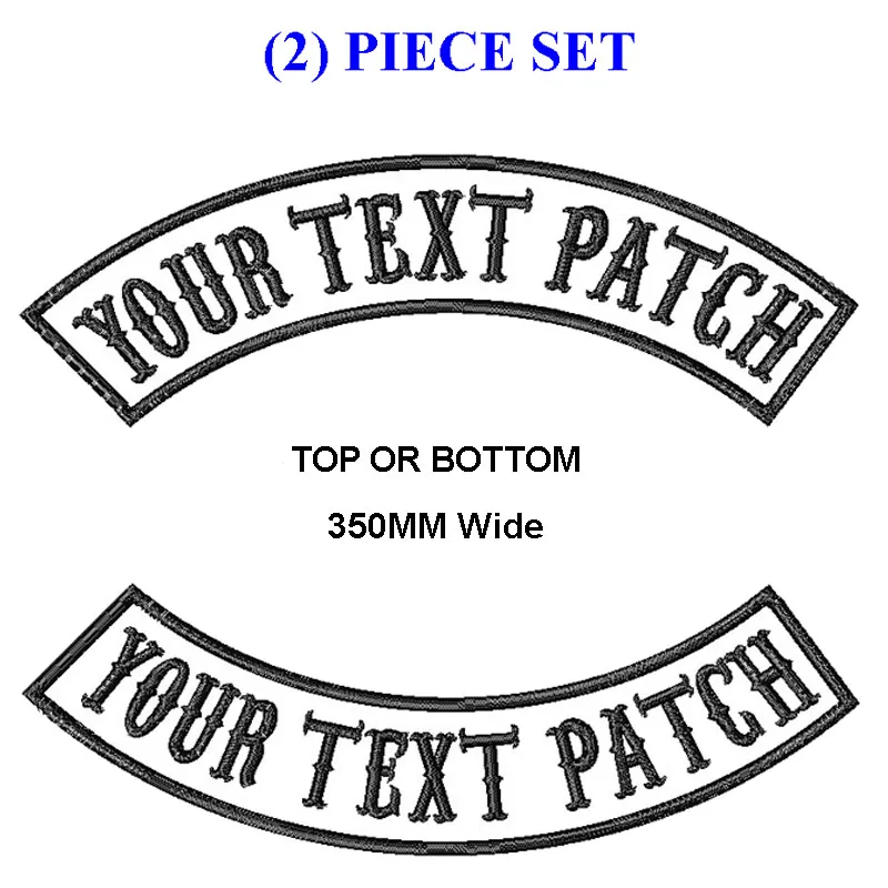 Custom Embroidered 13/" Top And Bottom Rocker Patch 2 pc Set Biker MC Club Cut US