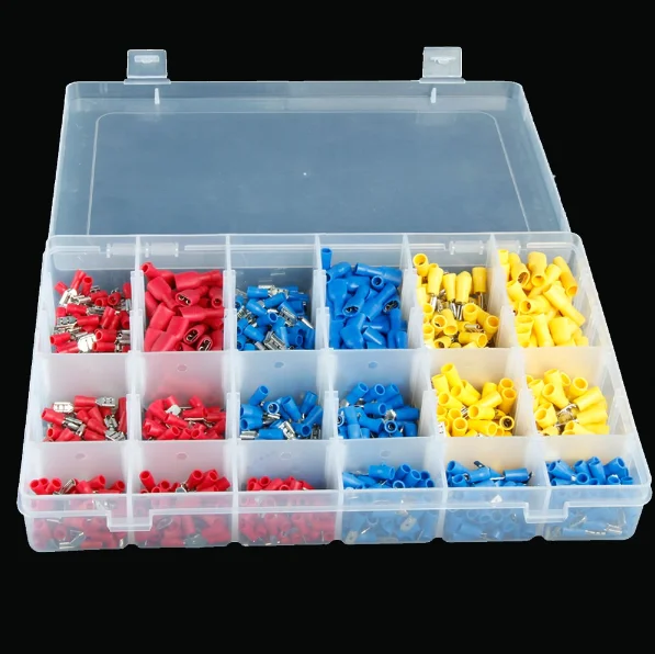 

900Pcs/lot Assorted Insulated Electrical Wire Terminals Crimp Connector Spade Set Red Yellow Blue
