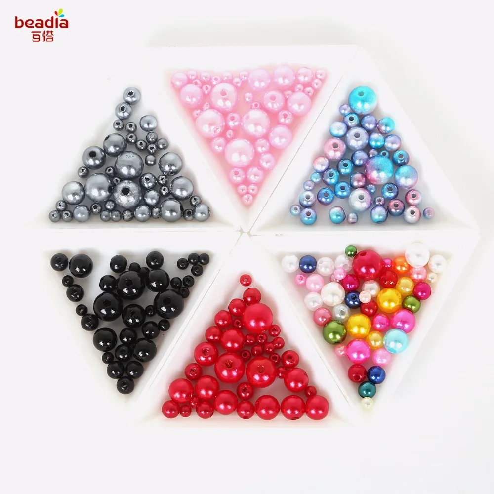 

New Arrival 4/6/8/10mm Random MIX Size Smooth Round Beads Sewing Garment Accessories Embellishment Dancing dress Decoration