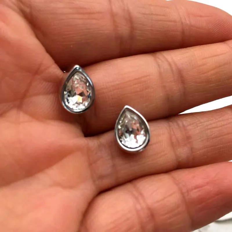 Женские серебряные серьги гвоздики с кристаллом swarovski Ms betti свадебные вечерние в