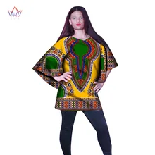 Brw в африканском стиле Женские футболки Мода Анкары женские топы африканские Дашики Печатный воск рубашка плюс размер M-6XL женская одежда WY922