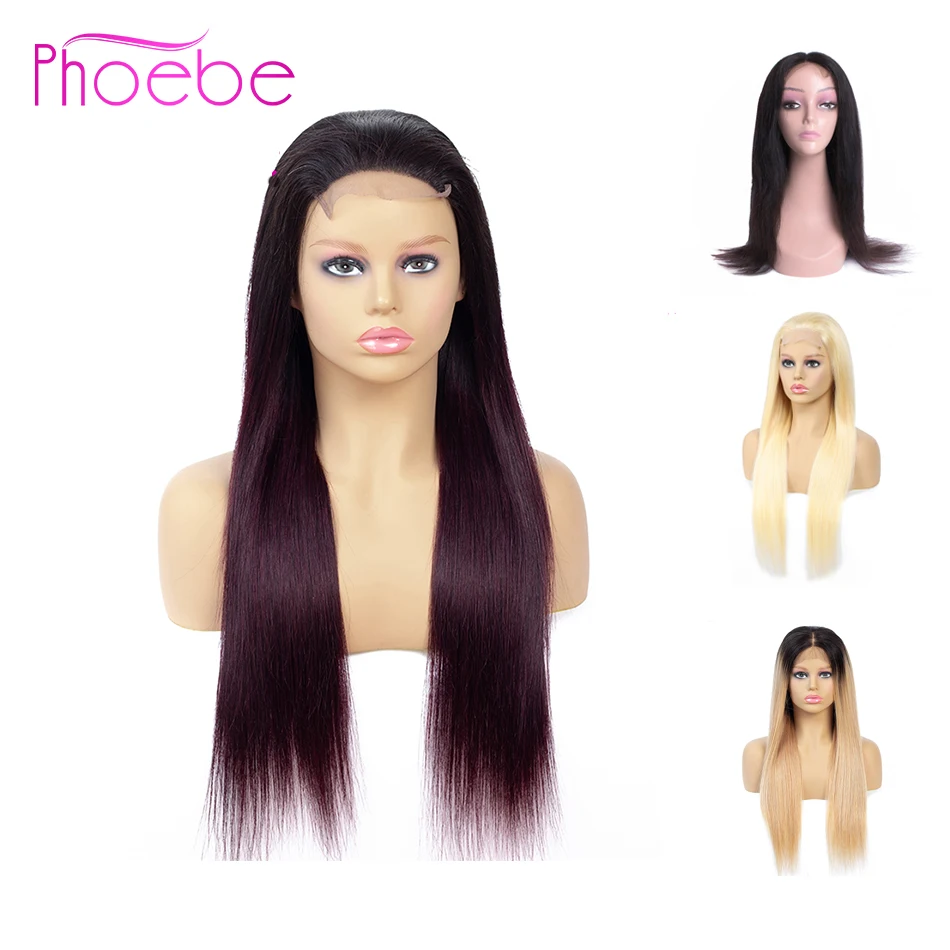 Phoebe 4x4 парики из натуральных волос на кружеве #613 1B/27 1B/99J предварительно сорванные