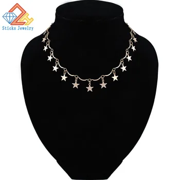 Gold Color Chain Tiny Star Choker Necklace for Women Bijou Necklaces Pendants Simple Boho Chokers